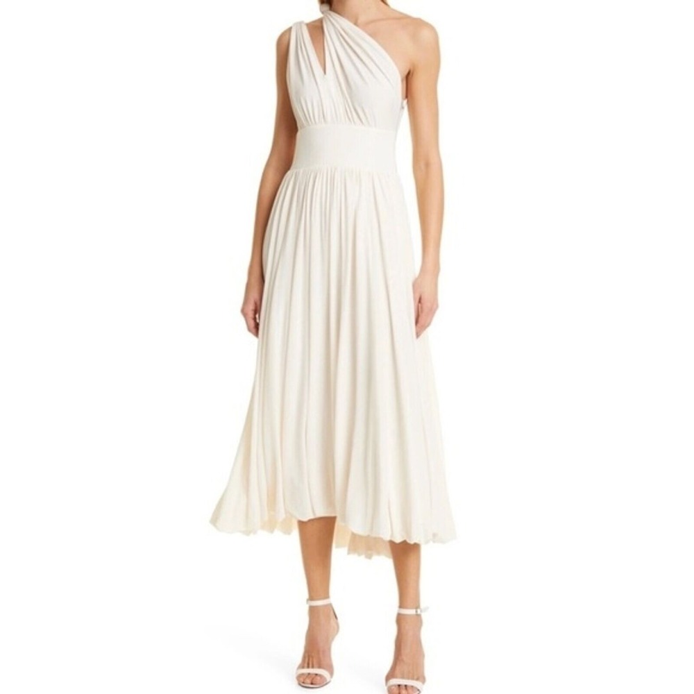NWT La Ligne Ivory Cream Helena One Shoulder Cutout Midi Dress Large